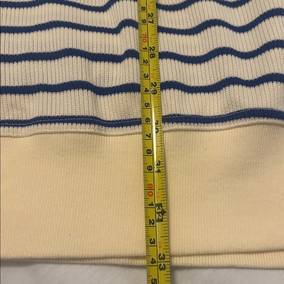 Entro Cream and Blue Striped Mini Dress SZ M 100% Cotton cap sleeve casual vacay - Picture 8 of 12